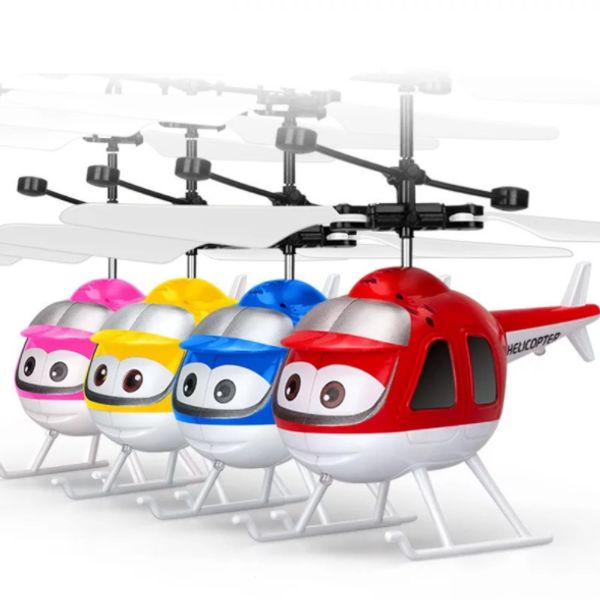 

rc helicopter drone kids toys flying ball aircraft led flashing light up toy fighter induction electric sensor for children