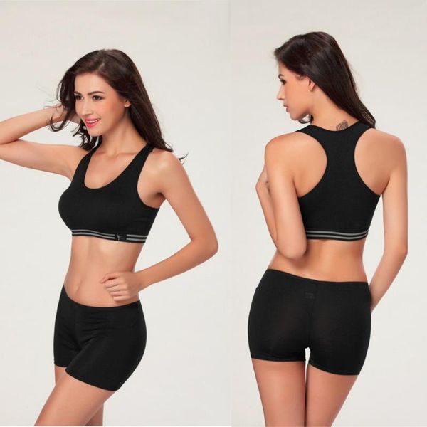 

gym clothing stylish fitness sports bra cotton push up stretch athletic vest no rims breathable full cup padded bras plus size top, White;black