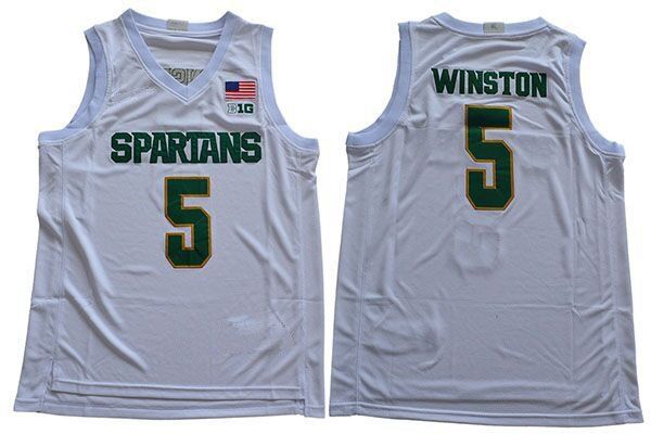 

cassius winston stitched men's michigan state spartans xavier tillman aaron henry college basketball jersey green white, Black