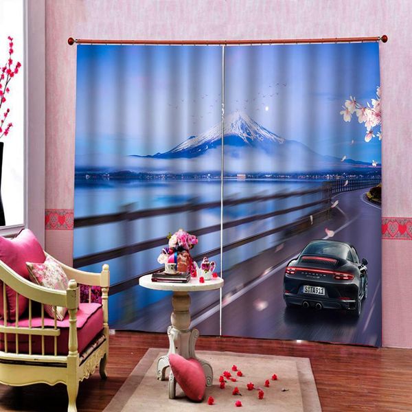 

3d curtain car landscape curtain window decoration cortinas blackout bedroom