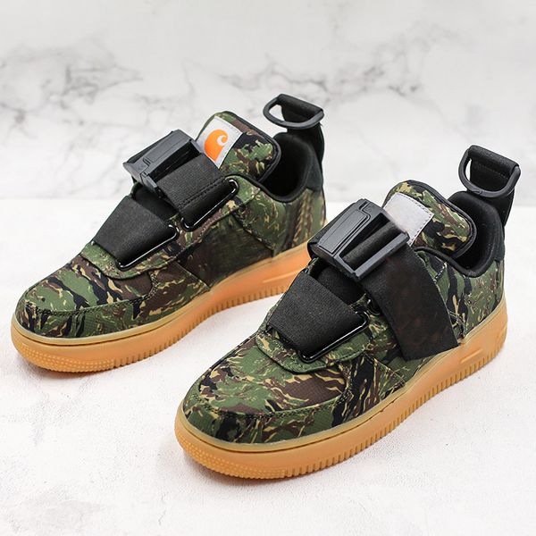 

Fashion Carhartt WIP Designer Forced 1 Utility QS Skateboard Shoes Men Women Black Magic Hook And Loop Fasteners Sports Shoes