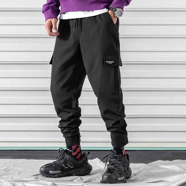 

2020 весна осень новый японский tide бренд мужской комбинезон pantalones cargo hombre multi-карманный beam шаровары overol hombre, Black