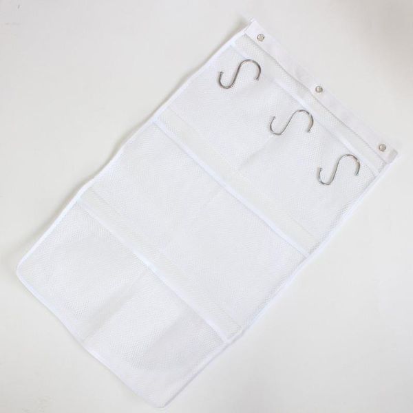 

bathroom s-hook bathroom hanging bag hanging bag three s-hooks and one net behind door
