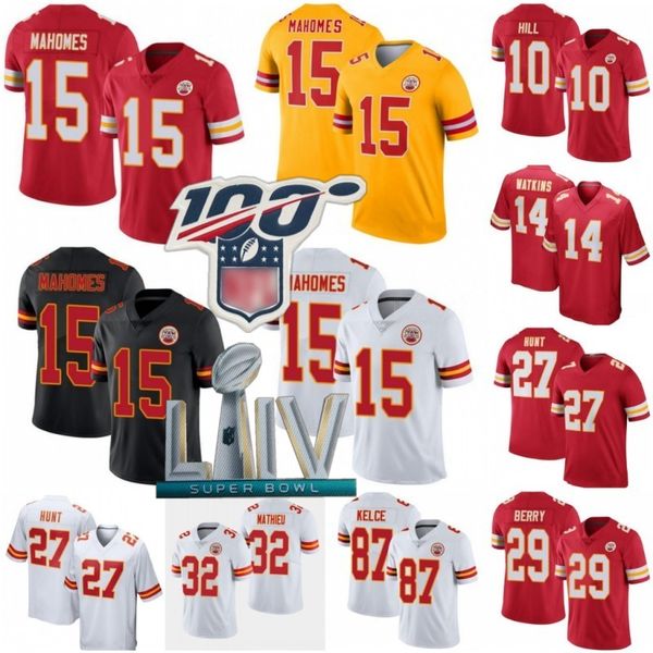 

15 patrick mahomes jersey kansas city bowl liv chief 87 travis kelce 32 tyrann mathieu 10 tyreek hill 17 mecole hardman mccoy watkins, Black;red