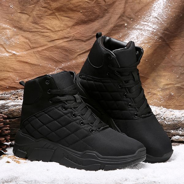 

2020 new autumn and winter snow ankle boots men's leather warm fur boots casual shoes men's tactical retro style sneakers, Black