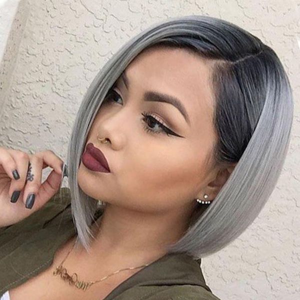 Ilaria 1b Grey Dark Root Blonde Short Lace Front Bob Human Hair Wig With Baby Hair Brazilian Human Ombre Bob Wig For Black Women Long Lace Front Wigs