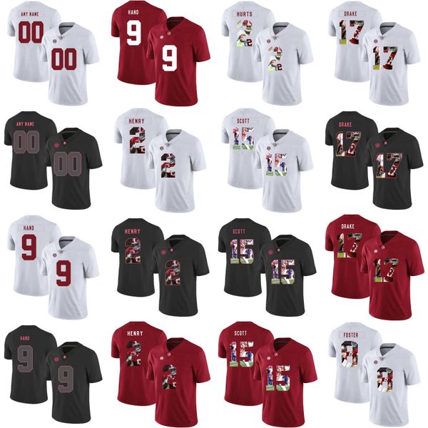 

Alabama Crimson Tide #Da'Shawn Hand Derrick Henry Kenyan Drake Robert Foster College Football Stitched Jerseys White Black Red