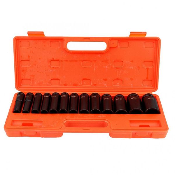 

13 pcs / set 1/2 inch deep impact socket tool set 13-32mm for garage workshop carbon steel car tools