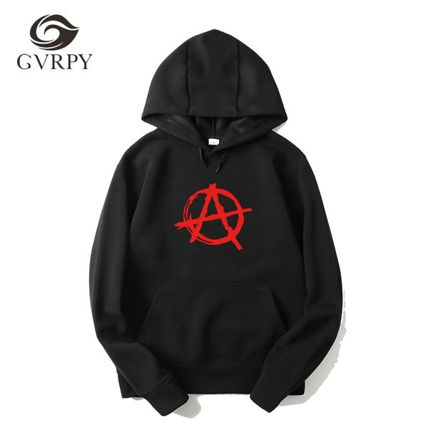 

new funny printed harajuku hoodies men symbol sweatshirt male punk rock female's hoodie bedlam evil anarchist war rocker, Black