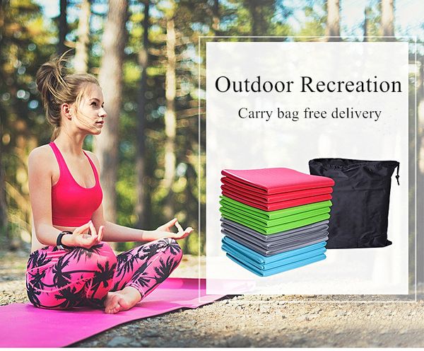 Katlanabilir seyahat TPE Yoga Mat 183x61x0.6cm Taşıma çantası Tatsız Teri Emici Emici Anti Kayma Açık Seyahat Yoga Pilates Zemin Egzersizleri