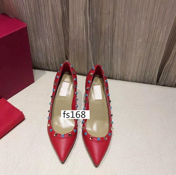 

designer pointed toe 2-strap with studs high heels leather rivets sandals women high heel shoes with box, Black