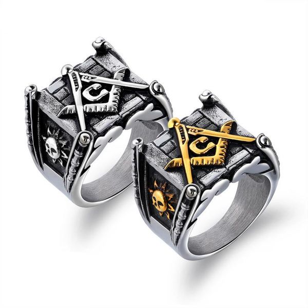 Ultimo nuovo moda Fashion di alta qualità mason's Masonic Ag Symble Anello d'oro d'oro Smile antico antico Sorlo Sunface Freemason Rings for Men Women