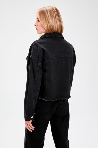 

trendyol black tassel detail crop denim jacket twoaw20ce0033, Black;brown