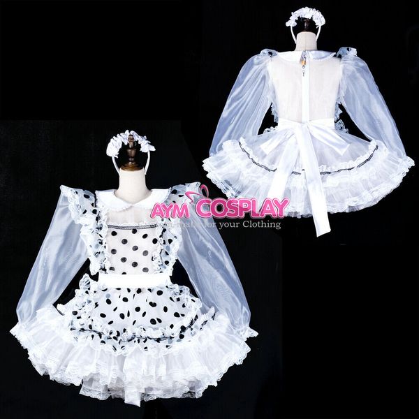 

закрывающийся прозрачный органза / сатин сисси горничной платье, Black;red