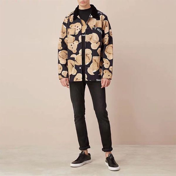 

19FW Palm Angels Jacket Broken Bear Printed Color Matching Autumn Winter Casual Cotton Jackets Men Women Street Coat Outwear HFYMJK237
