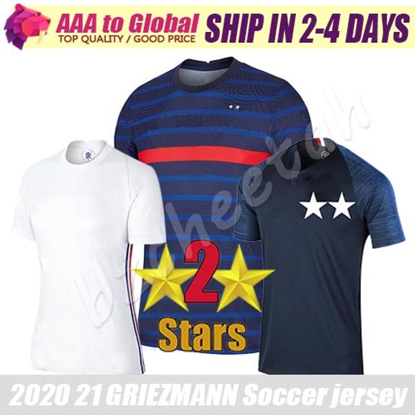 

2 Stars new 2020/21 Griezmann Soccer Jersey Maillot De Foot ZIDANE 20 21 cup Pogba Mbappe Giroud Dembele Kante jersey Football jersey