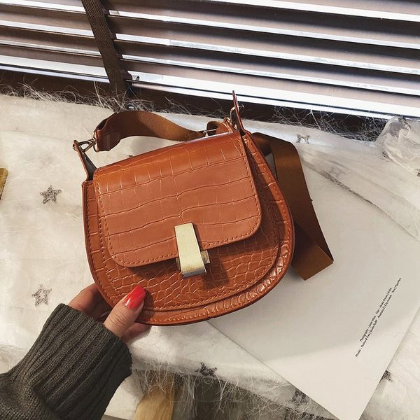 

bag female 2020 new high-end retro crocodile pattern small square bag shoulder diagonal cross-country wild saddle