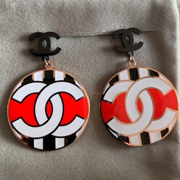 

Deluxe brand large red circle dangle women female ro e gold color wedding letter earring for lover 039 fa hion jewelry gift