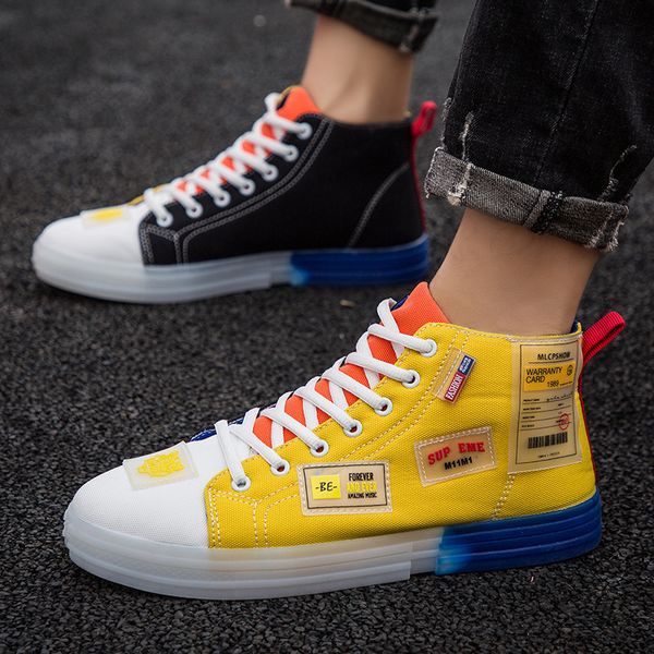 

ozhouzhan men's shoes 2019 summer online celebrity shoe men's trendy shoes hight-deft versatile trend hip hop douyin celebri, Black