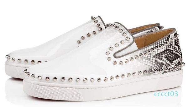 

last designer red bottom sneakers casual mens womens black lows spikes flats loafers pik boat genuine leather design man woman shoe ct03