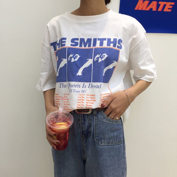 

vintage letter printed causal white cotton all-match loose 2018 new fashion basic short sleeve women t-shirt wgnvtx14