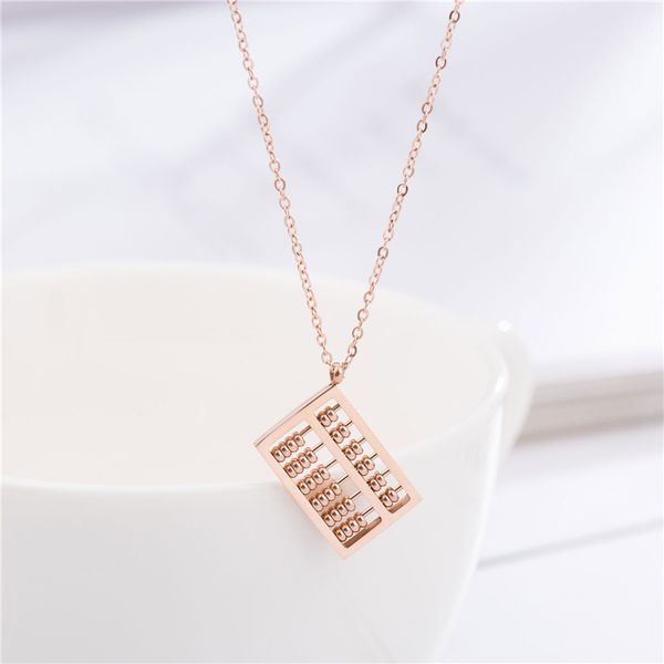 

chains stainless steel gold abacus pendant necklace women lover mathematics counts jewelry gift for him, Silver