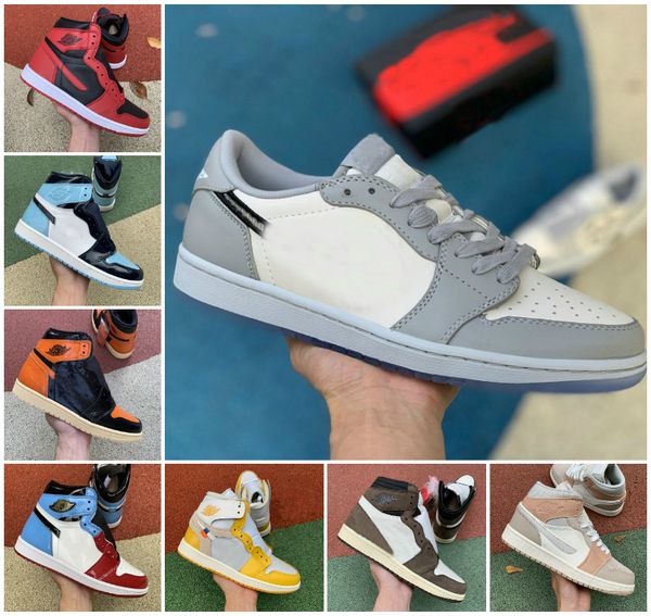 

jumpman high 1 og gs x men basketball shoes obsidian asg unc crimson tint fearless banned retroes 1s chicago women white grey sports shoes, Black