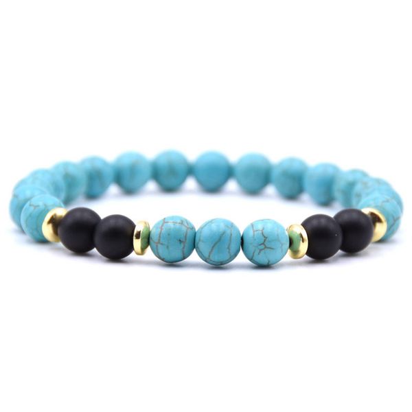 

8mm gold septum stone bracelet men and women fashion charm valentine's day birthday bracelet gift plus four matte black agate