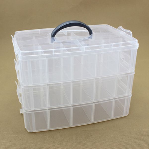 

3-layers detachable diy deskstorage box clear plastic storage box jewelry organizer holder cabinets for beads crafts case dt0017