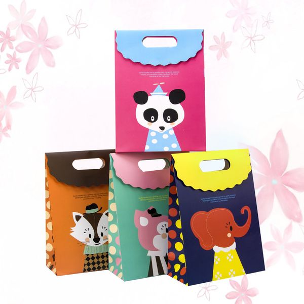 

10pcs jungle animal panda elephant candy gift bags zoo animal jungle theme sweets storage box diy paper gift packaging hand bag