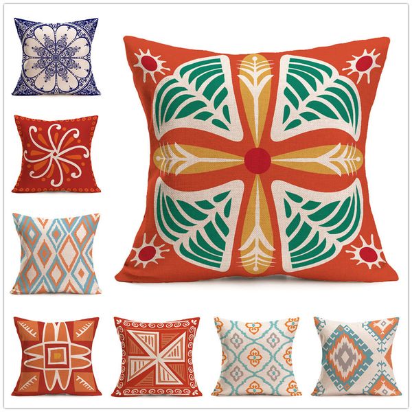 

geometric pattern linen hug pillowcase bohemian geometric style cotton linen throw pillowcase sofa cushion cover case 7#p7