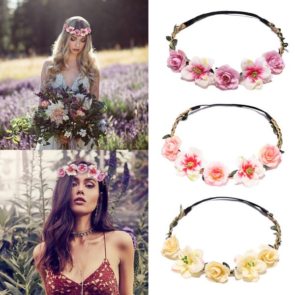 M Mism Rose Flower Crown Bride Wreath Wedding Garland Adjustable