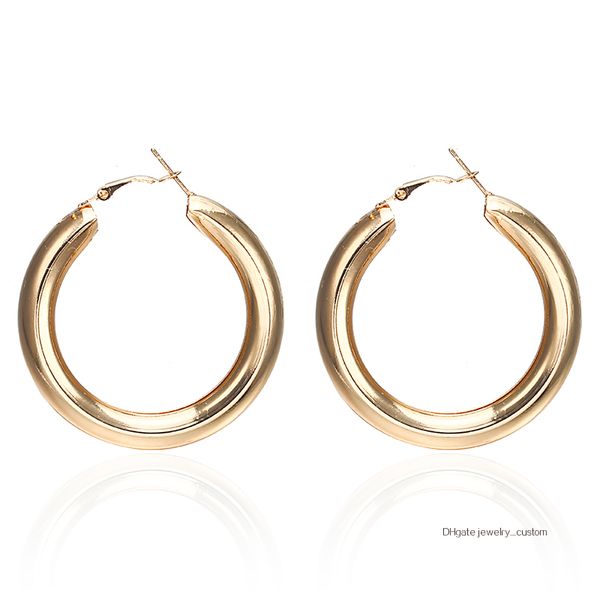 

New Fashion Women's Popular Hoop Earrings Golden Silver Color Simple Round Statement Earrings Whlesale Jewelry A26