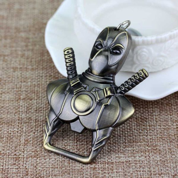 

movie jewelry deadpool beer bottle opener keychain for men women car keyring pendant choker zinc alloy jewelry gifts, Silver
