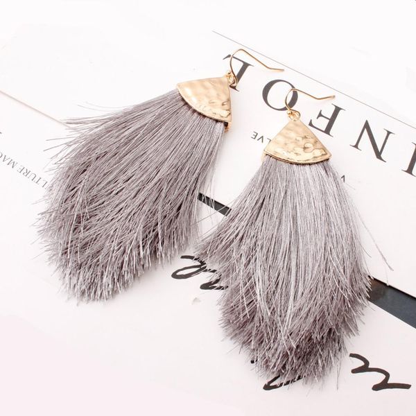 

2019 vintage ethnic bohemia drop dangle long rope fringe cotton tassel earrings trendy sector earrings for women fashion jewelry, Golden