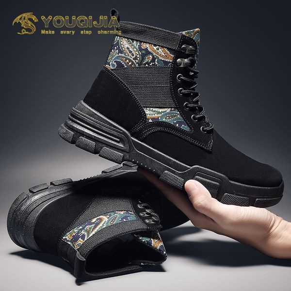 

fashion casual warm winter men's boots comfortable ankle boots men, Black