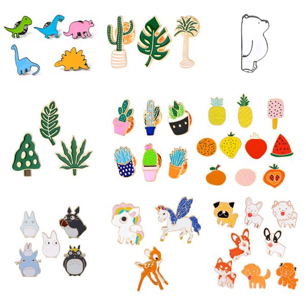 

50 styles enamel dog unicorn plant brooch shirts coat lapel bag pins badge fashion jewelry for women men kids christmas gift, Gray
