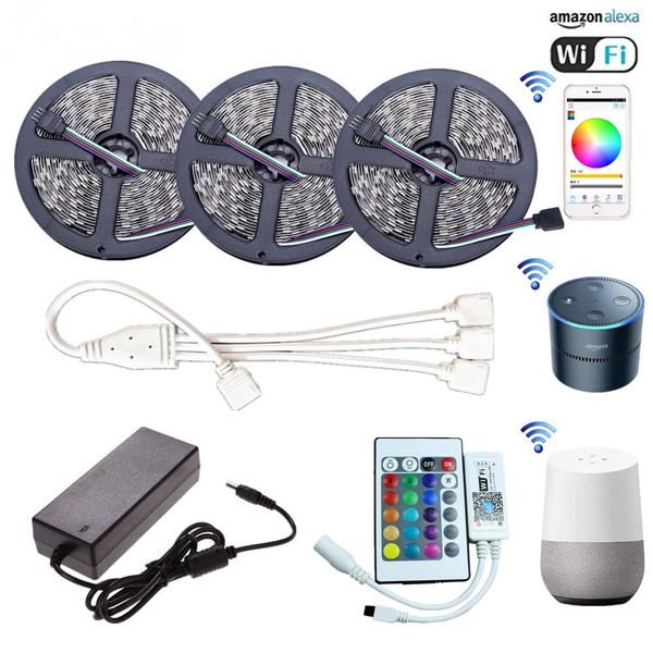 

5 м Wi-Fi Bluetooth светодиодные полосы света DC 12 В SMD 5050 водонепроницаемый Гибкая лента л