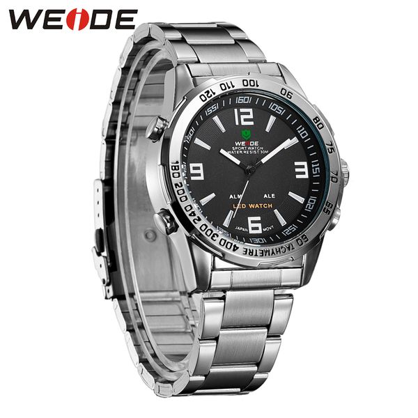

fashion brand weide men watch digital display business black dial quartz wristwatch waterproof sport clock man relogio masculino, Slivery;brown