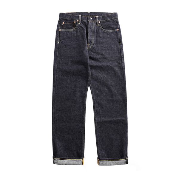 

47501-0002 vintage 14 oz raw indigo selvage stylish trousers mens casual raw denim jean pants, Blue