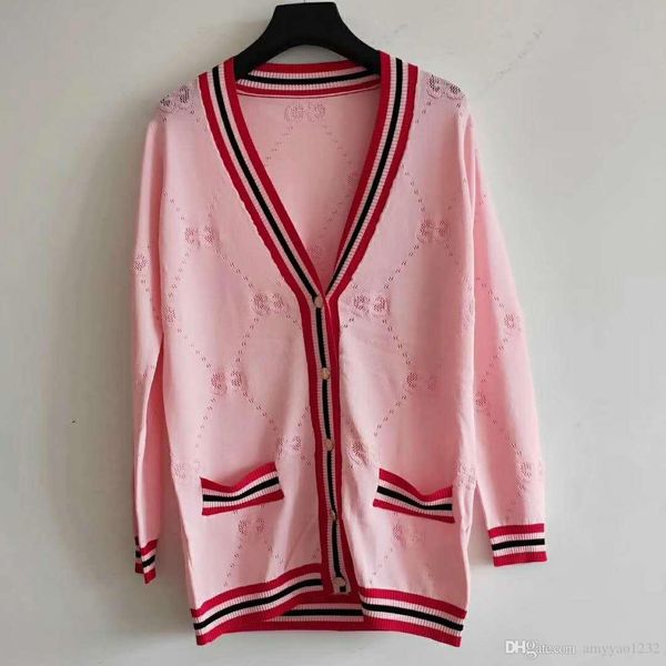 

517 2019 лето v образным вырезом бренд же стиль кардиган с длинным рукавом розовый белый kint пром мода роскошный свитер цянь, White;black