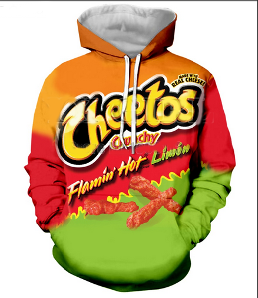 

new fashion 3d hd print cheetos men women pullover hoodies street wear casual hip hop pockets sweatshirt clothing zg0152, Black