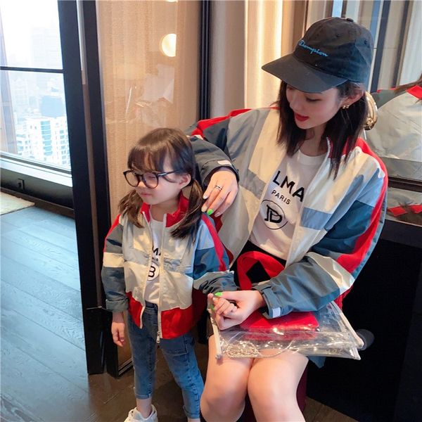 

2020 summer and autumn new fashionable parent-child jacket baseball uniform color matching tooling jacket, Blue