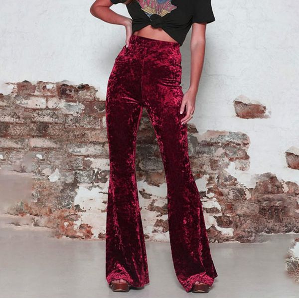 

fashion solid color high waist wide leg pants autumntrousers casual loose flare pants, Black;white