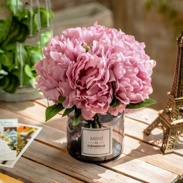 Acheter Vase En Verre Moderne Ornements De Fleurs Artificielles Ameublement Artisanat Décoration Bureau Table Bouquets Faux Fleur Pot Figurines