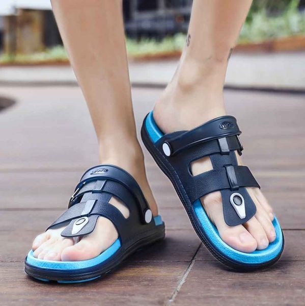 

sandals men summer men's non-slip flip flops sandals flat beach slippers students summer dropshipping, Black
