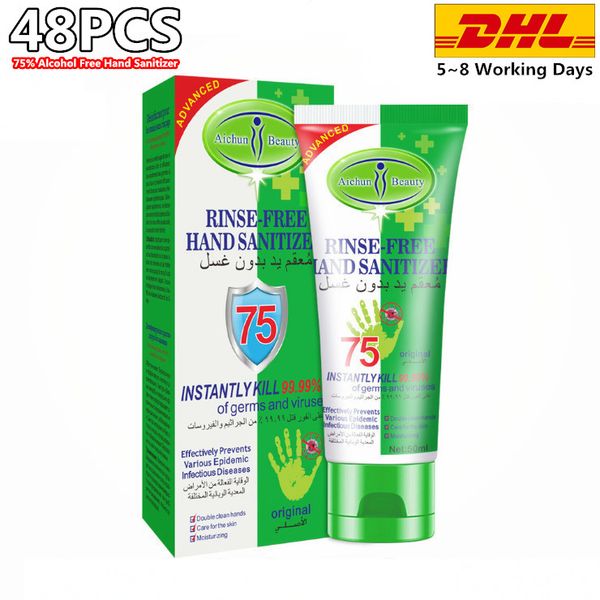 

50ml 48pz lots alcohol hand sanitizer bulk protective hand sanitize 75% alcohol disinfectant products 99.9% sterilization, Silver