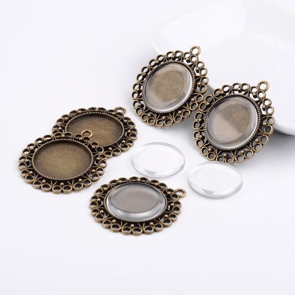 

sea mew 43x39mm vintage bronze pendants cabochon 25mm pendants necklaces base settings tray, Black