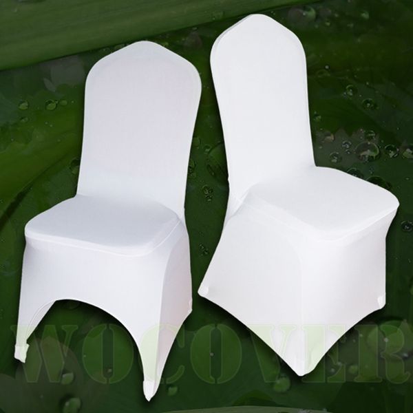 

100 pcs stretch elastic universal white spandex wedding chair covers for weddings party banquet l polyester fabric