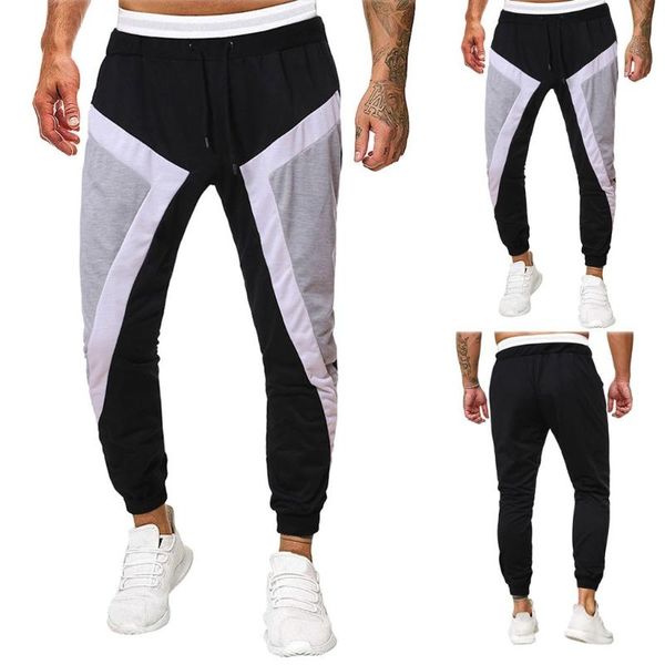 

men's clothing trouser men splicing printed overalls casual pocket sport work casual trouser pants pantalones hombre gym clothi, Black